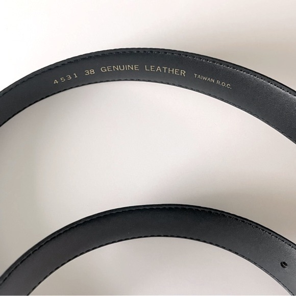 Genuine Leather Belt Black Brown Print Pattern Size 38 Unisex - Picture 7 of 10